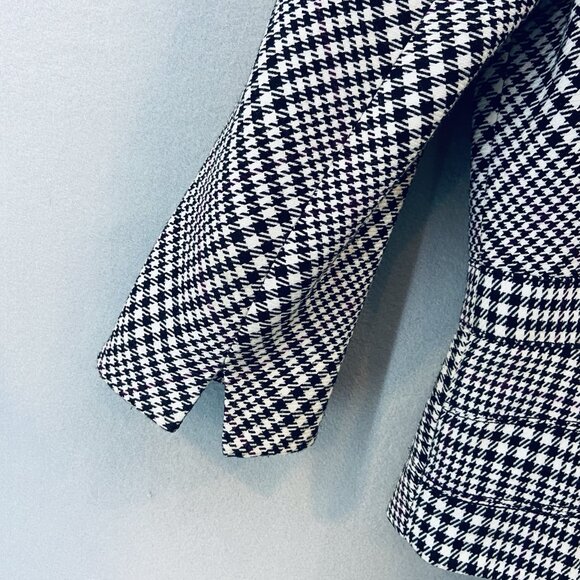 WHBM Black White Houndstooth Fitted Peplum Blazer SZ 6 Classic Feminine - Picture 5 of 12